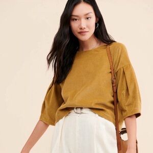 Anthropologie Mustard Brown Corduroy Blouse